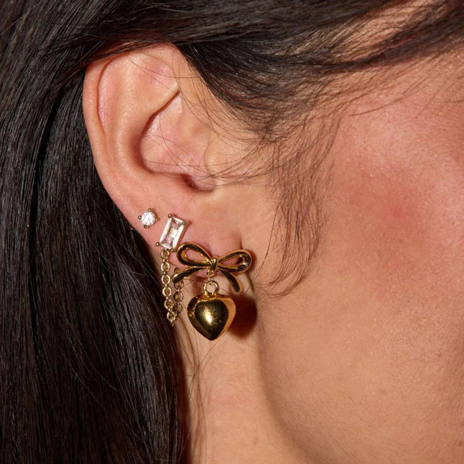 Bow & Heart Drop Earrings - Eden Lifestyle
