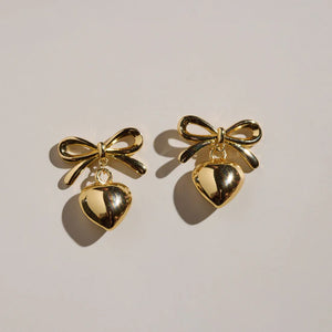 Bow & Heart Drop Earrings - Eden Lifestyle