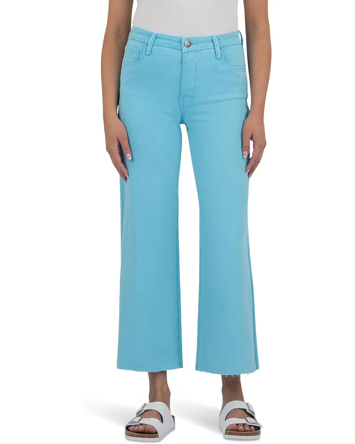 Meg High Rise Fab Ab Wide Leg Capri Blue - Eden Lifestyle