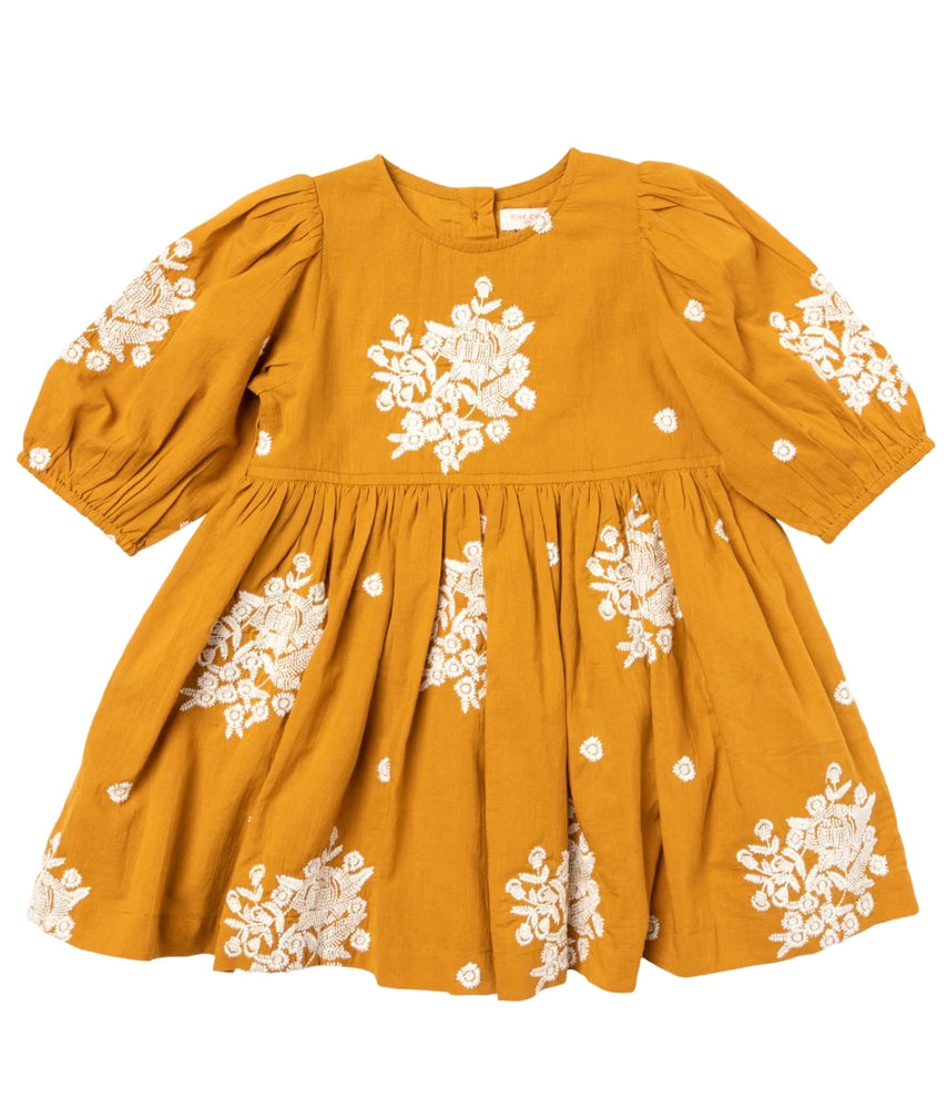 Girls Brooke Dress - Inca Gold Embroidery - Eden Lifestyle