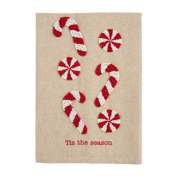 Mud Pie Candy Cane Bead Towel - Eden Lifestyle
