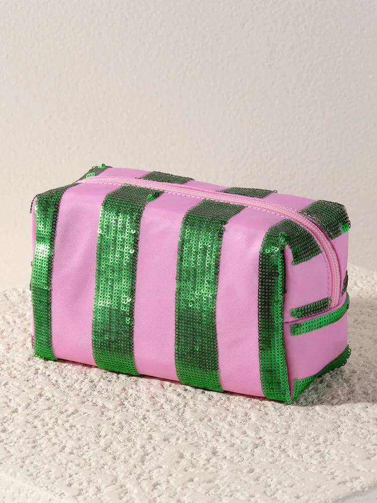 Cara Stripe Zip Pouch, Green - Eden Lifestyle