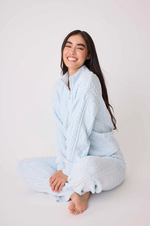 Chenille Cozy Cable Quarter Zip Sweater and Pant Set - Eden Lifestyle
