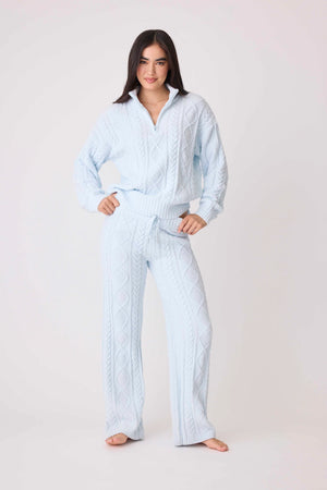 Chenille Cozy Cable Quarter Zip Sweater and Pant Set - Eden Lifestyle