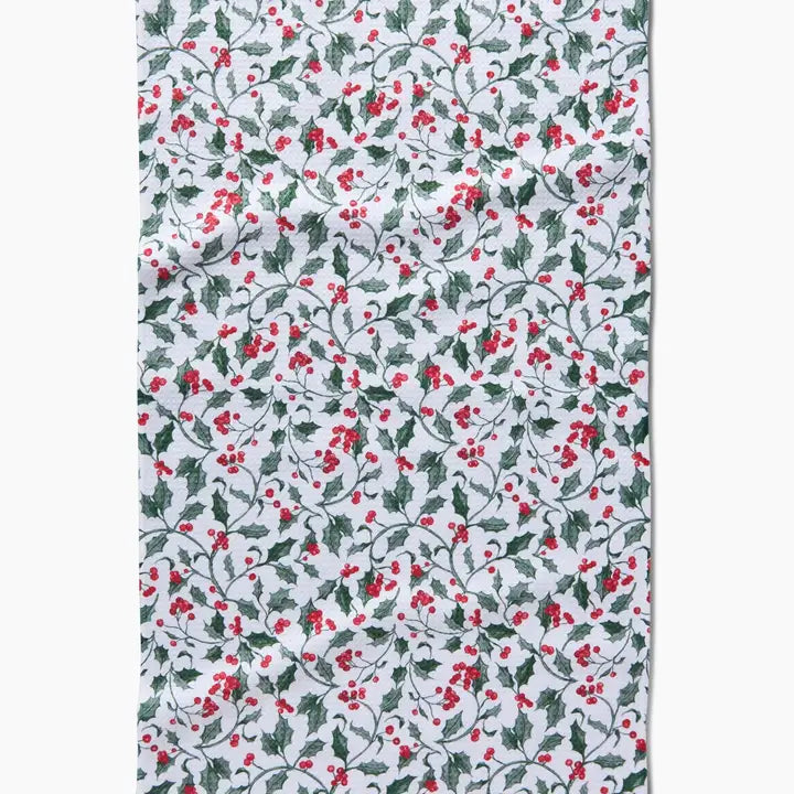 Christmas Holly Kitchen Tea Towel - Eden Lifestyle