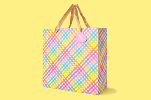 Colorful Gingham Large Gift Bag - Eden Lifestyle