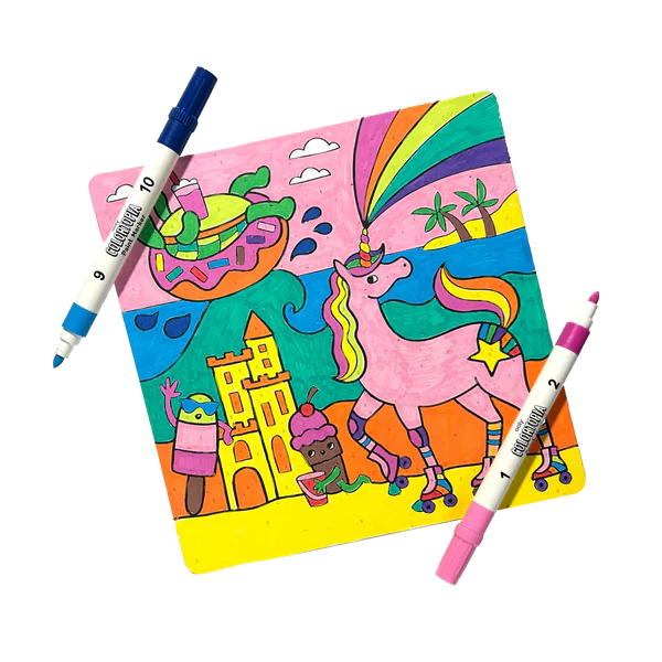 Colortopia Color By Number Paint Marker Kit - Unicorn Funland - Eden Lifestyle