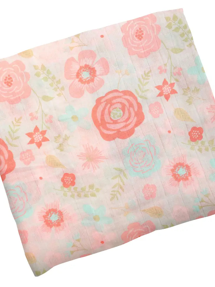 Coral Flower Muslin Blanket - Eden Lifestyle