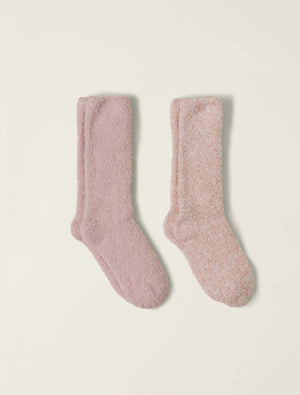 CozyChic® 2 Pair Sock Set Dusty Rose Multi - Eden Lifestyle