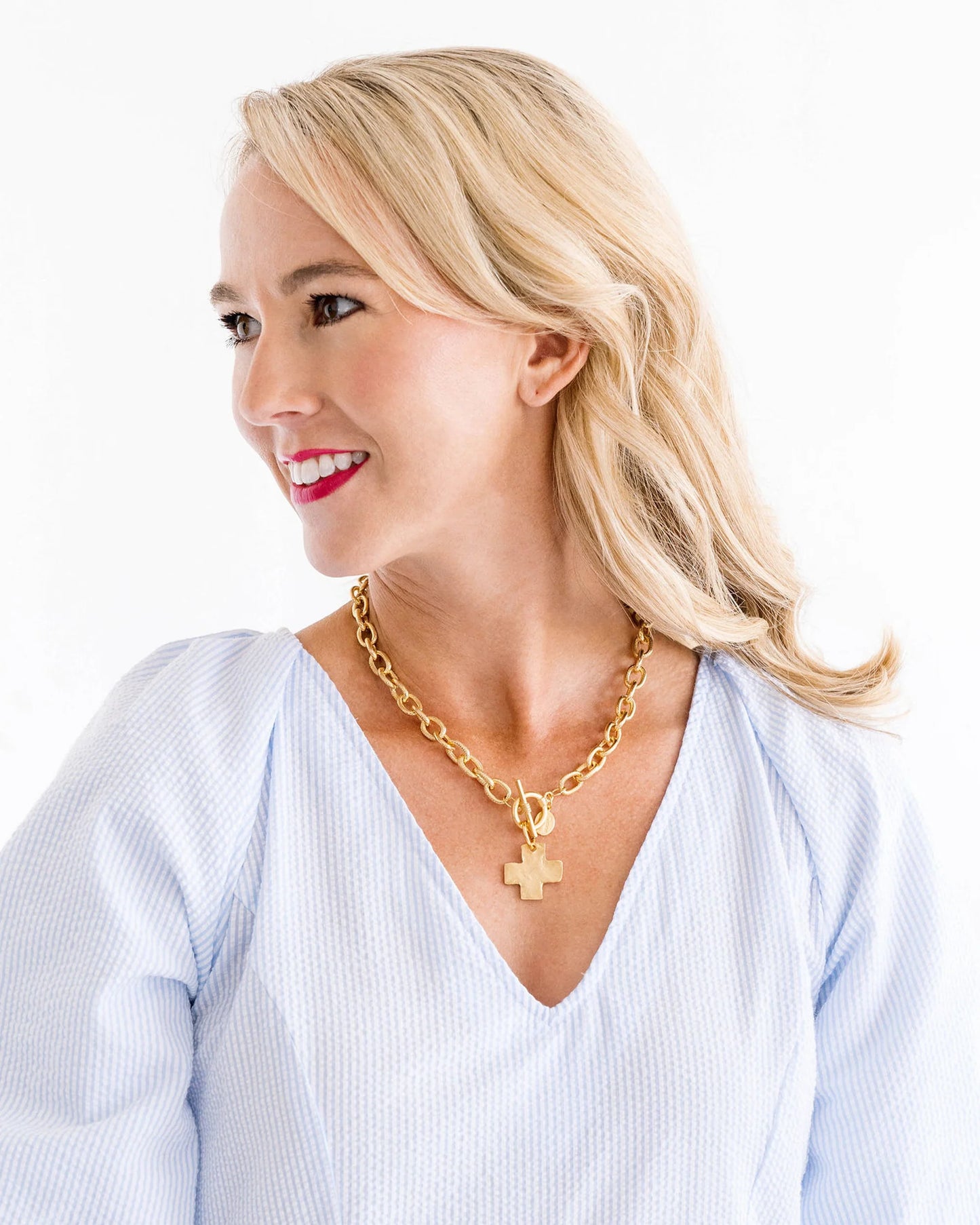 Cross Toggle Necklace Gold - Eden Lifestyle