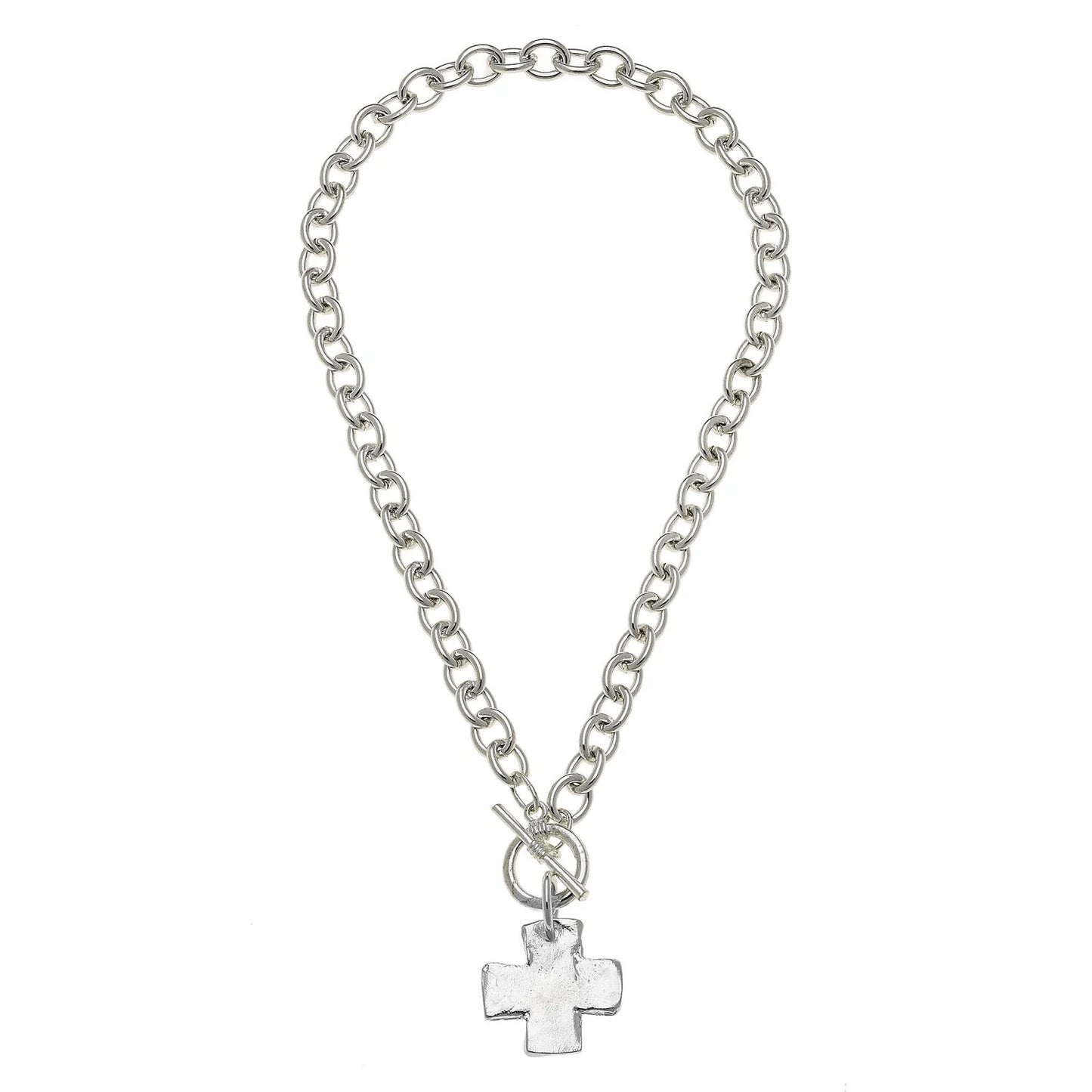 Cross Toggle Necklace Silver - Eden Lifestyle