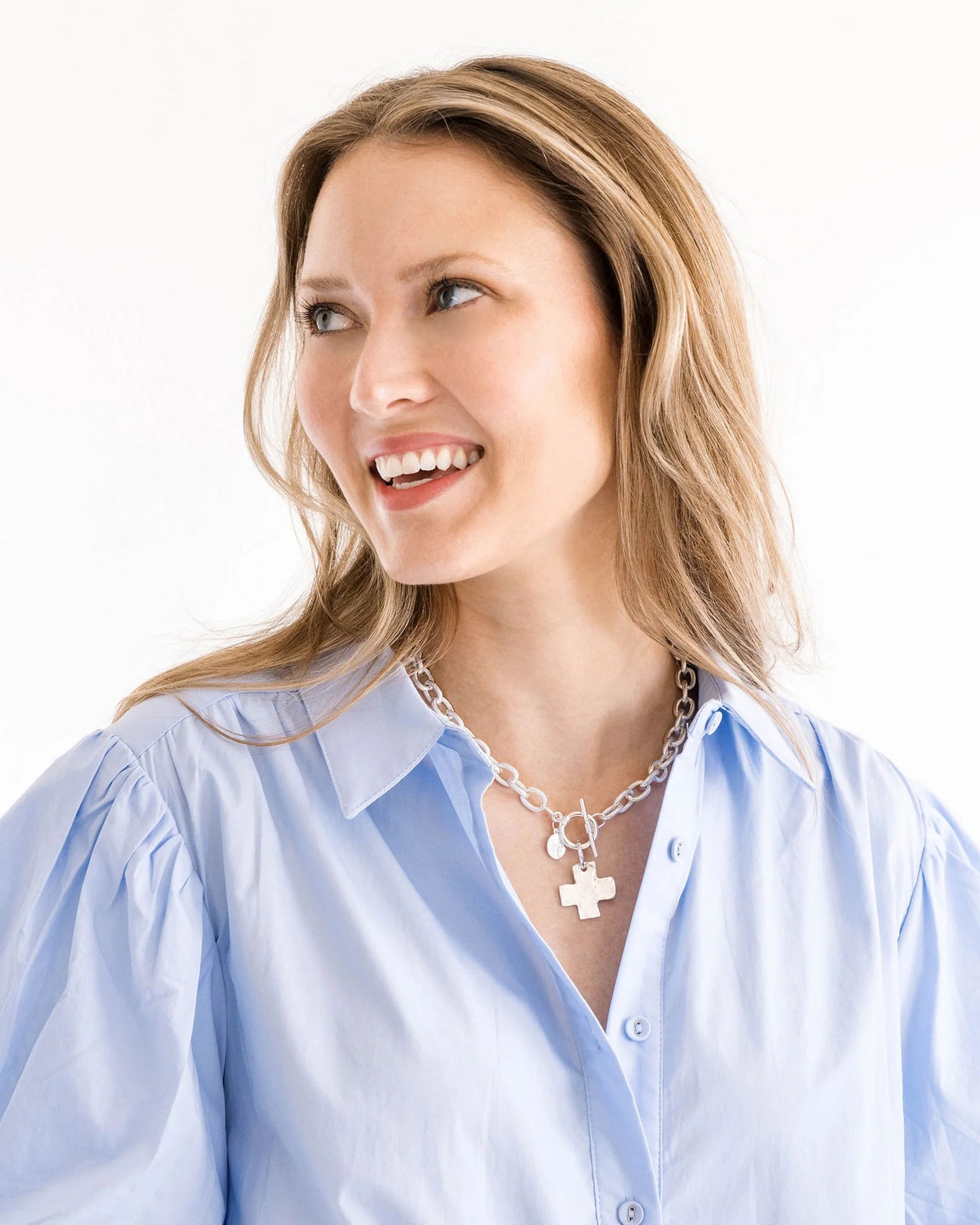 Cross Toggle Necklace Silver - Eden Lifestyle