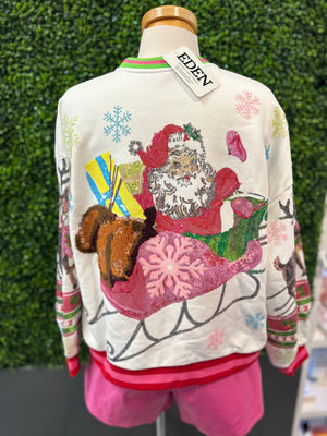 Queen of Sparkles Vintage Santa Sweatshirt - Eden Lifestyle