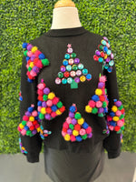 Queen of Sparkles Pom Pom & Jeweled Trees Sweater - Eden Lifestyle