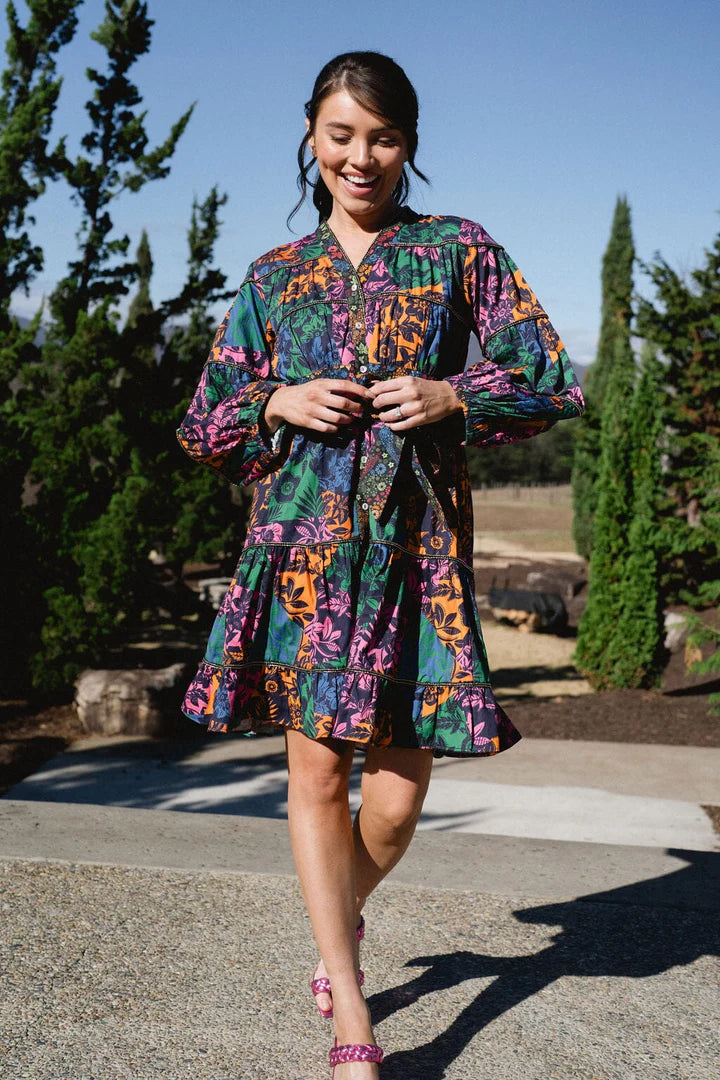 Delaney Colorblock Floral Dress - Eden Lifestyle
