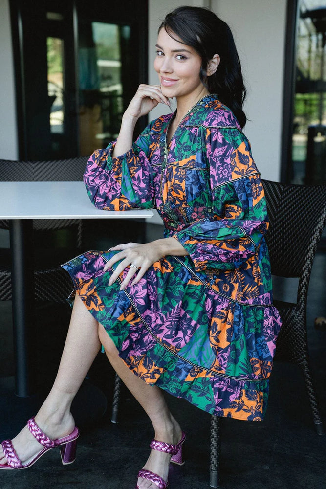 Delaney Colorblock Floral Dress - Eden Lifestyle