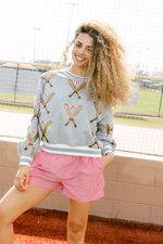 Grey Scattered Baseball Bat Sweatshirt - Eden Lifestyle