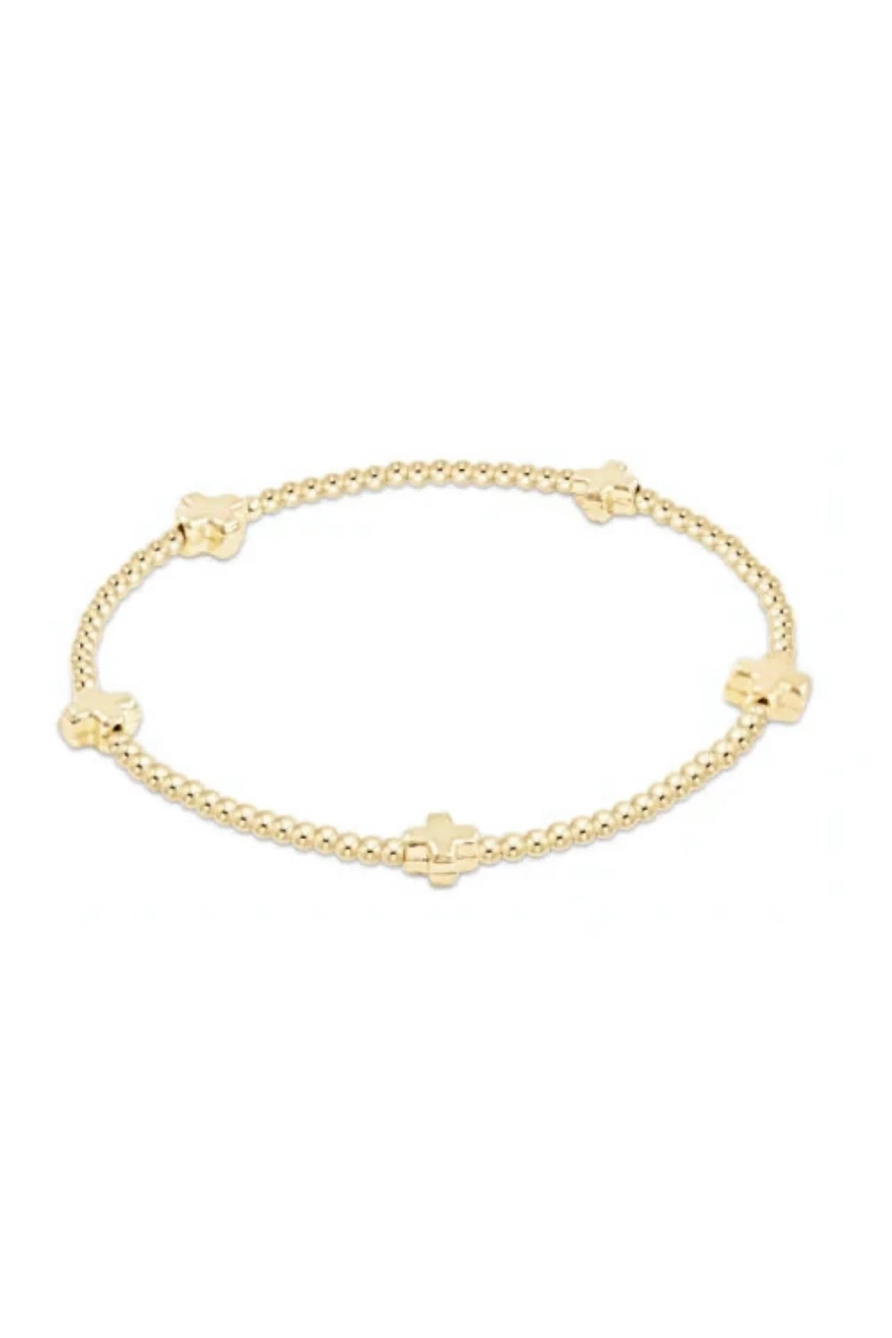 ENewton egirl Signature Cross Small Gold Pattern 2mm Bead Bracelet - Gold - Eden Lifestyle
