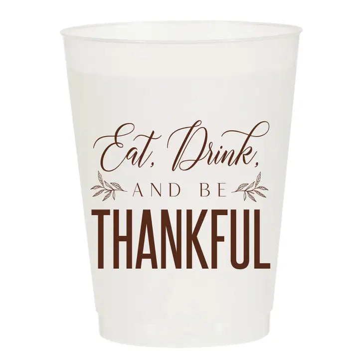 Eat Drink and Be Thankful Frosted Cups - Thanksgiving - Eden Lifestyle