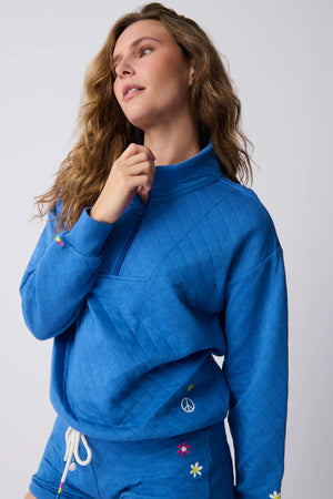 Electric Vibes Quarter Zip Sweatshirt and Banded Pant Set - Eden Lifestyle