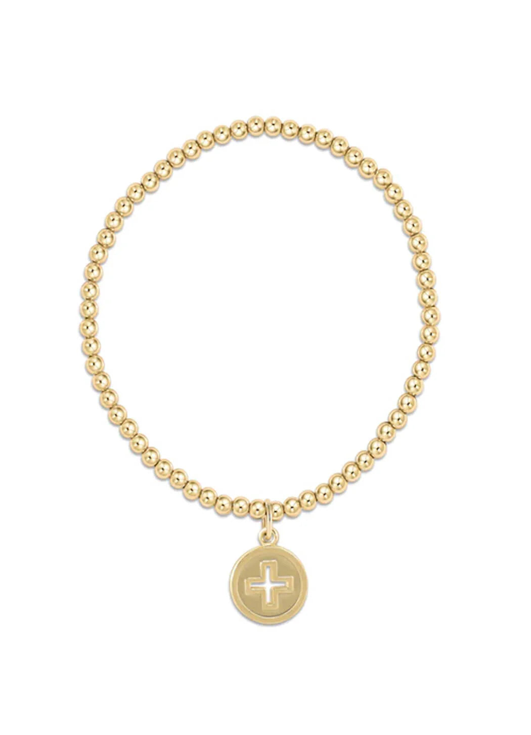 Enewton Classic Gold 3mm Bead Bracelet - Signature Cross Gold Disc - Eden Lifestyle