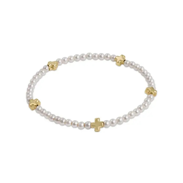 Enewton Cross Small Pearl Pattern 3mm Bead Bracelet - Gold - Eden Lifestyle
