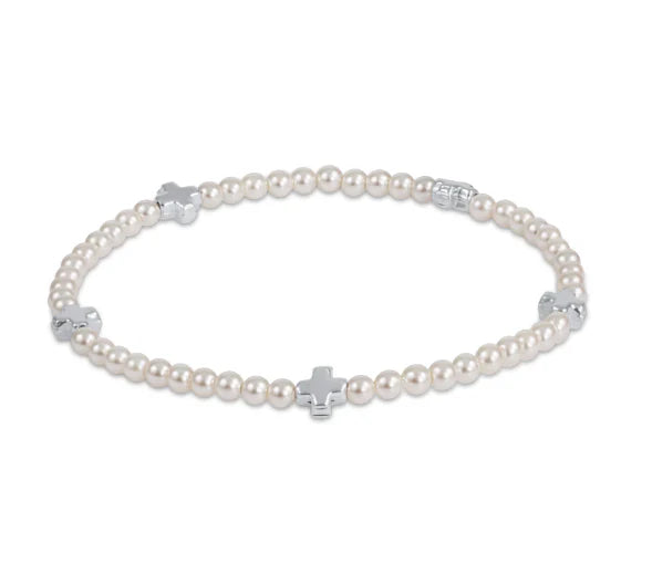 Enewton Cross Small Pearl Pattern 3mm Bead Bracelet - Sterling - Eden Lifestyle