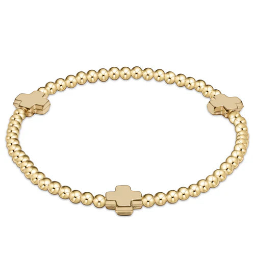Enewton Egirl Signature Cross Gold Pattern 3mm Bead Bracelet - Gold - Eden Lifestyle