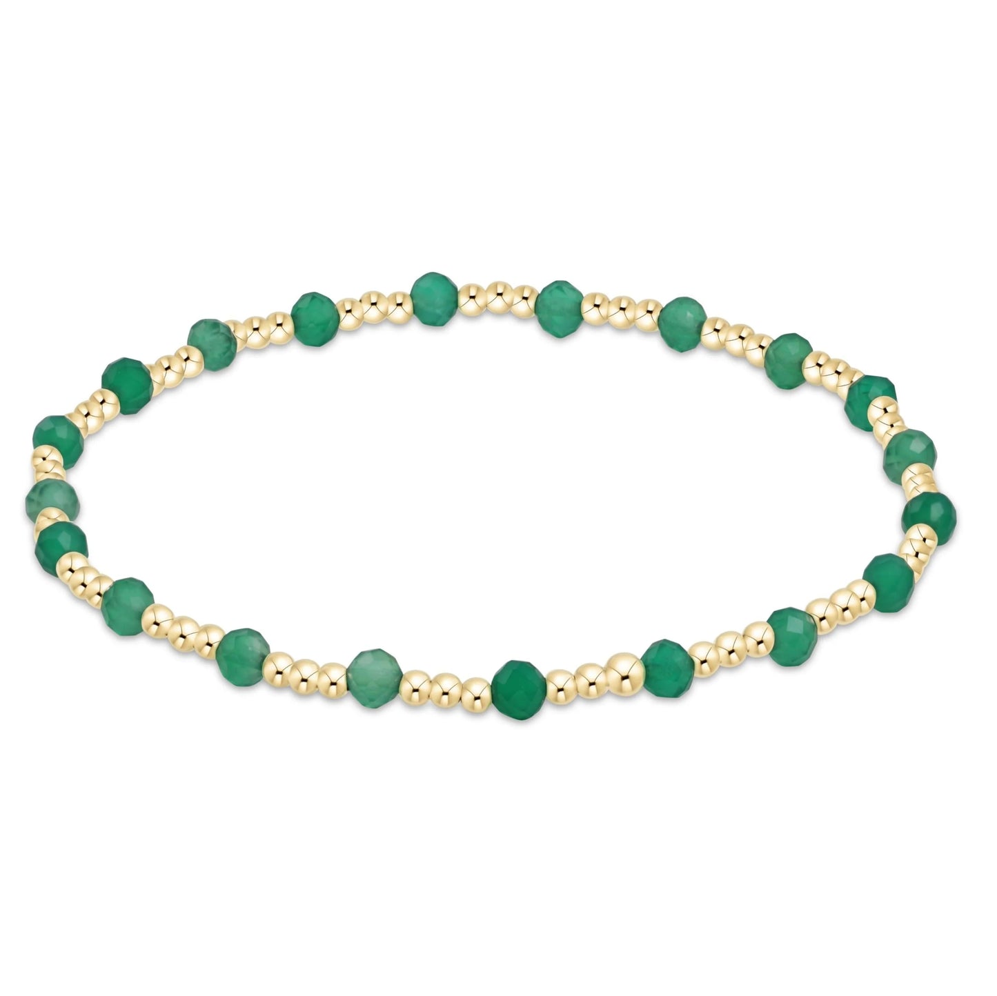 Enewton Gold Gemstone Sincerity Pattern 3mm Bead Bracelet - Green Onyx - Eden Lifestyle