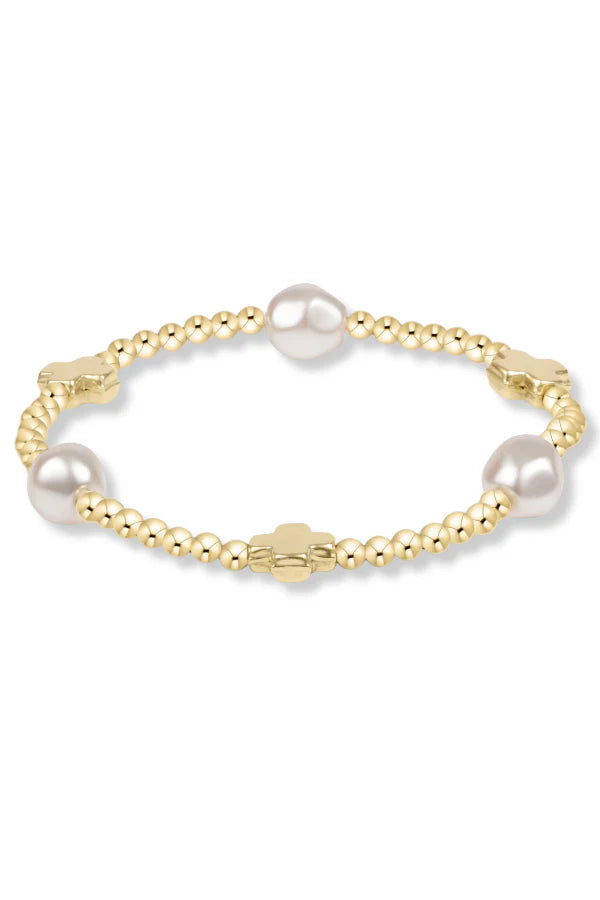 Enewton Signature Cross Admire Pearl Pattern 3mm Bead Bracelet - Gold - Eden Lifestyle