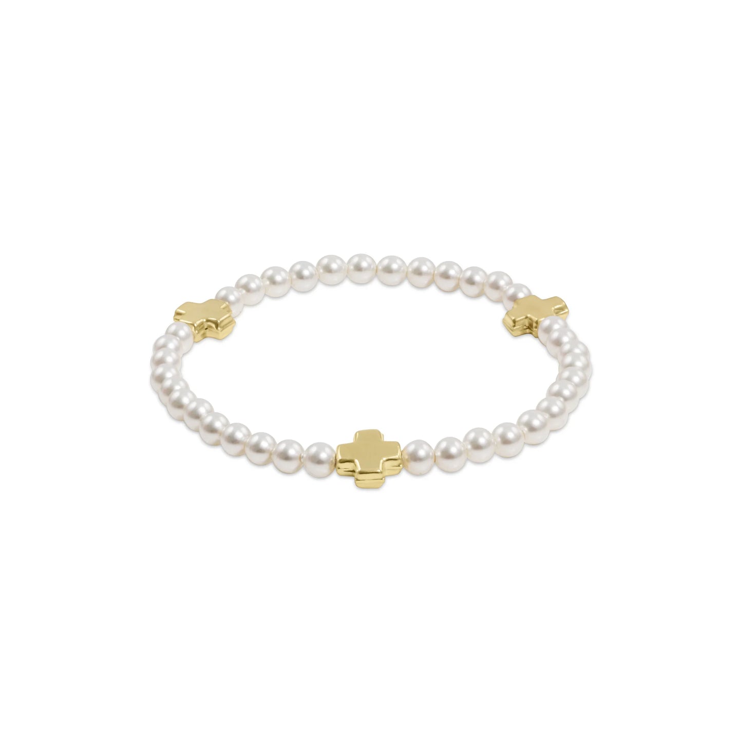 Enewton Signature Cross Pearl Pattern 4mm Bead Bracelet - Gold - Eden Lifestyle
