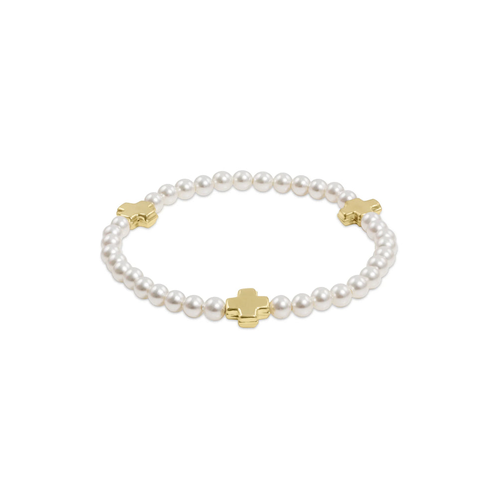 Enewton Signature Cross Pearl Pattern 4mm Bead Bracelet - Gold - Eden Lifestyle
