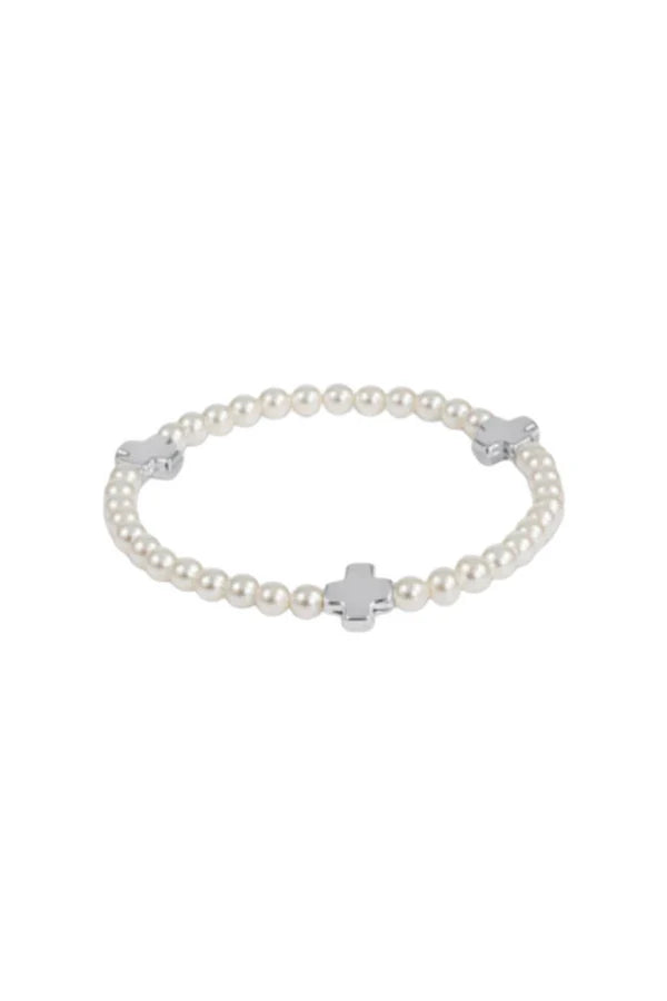 Enewton Signature Cross Pearl Pattern 4mm Bead Bracelet - Sterling - Eden Lifestyle