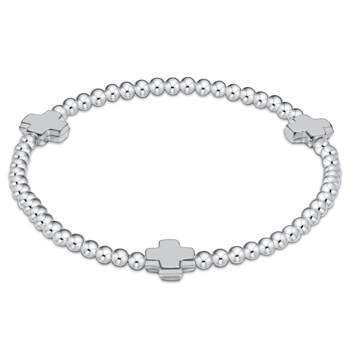 Enewton Signature Cross Sterling Pattern 3mm Bead Bracelet - Sterling - Eden Lifestyle