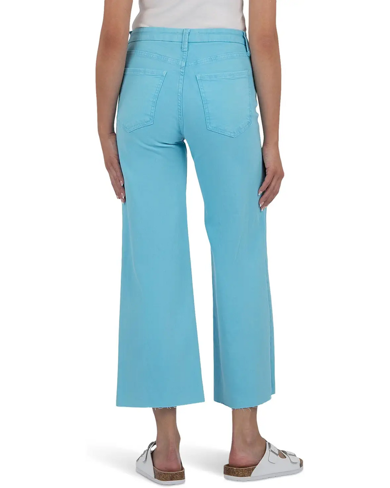Meg High Rise Fab Ab Wide Leg Capri Blue - Eden Lifestyle