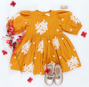 Girls Brooke Dress - Inca Gold Embroidery - Eden Lifestyle