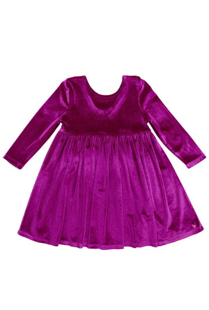 Girls Velour Steph Dress - Berry - Eden Lifestyle