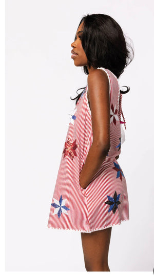 Red & White Stripe Pinwheel Dress