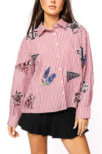 Licensed Texas A&M Mini Icon Striped Button Down - Eden Lifestyle