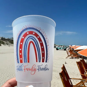 Faith Family Freedom Labor Day Frosted Cups- Patriotic Set of 6 - Eden Lifestyle