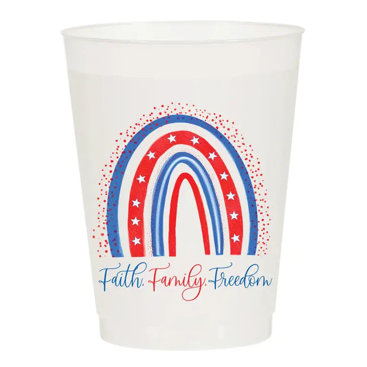 Faith Family Freedom Labor Day Frosted Cups- Patriotic Set of 6 - Eden Lifestyle