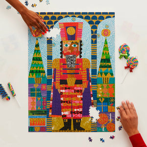 Festive Nutcracker Gold Foil 1000 Piece Holiday Jigsaw Puzzle - Eden Lifestyle