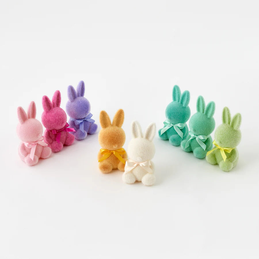 Flocked Sitting Bunny - Medium - 8 Assorted - Eden Lifestyle