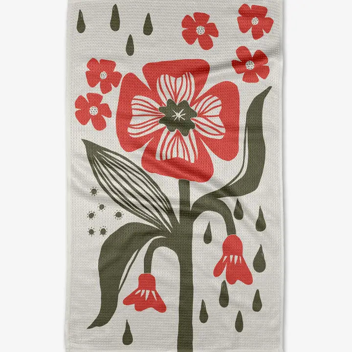 Flower Stamp Kitchen Tea Towel - Eden Lifestyle
