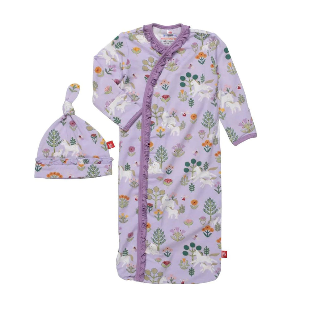 Folk Magic Modal Magnetic Cozy Sleeper Gown + Hat Set - Eden Lifestyle