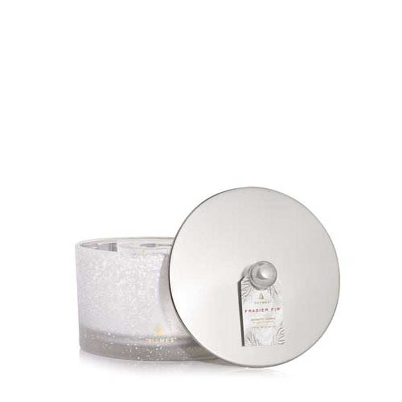Thymes Frasier Fir Large Poured Candle, 3-Wick Flocked - Eden Lifestyle