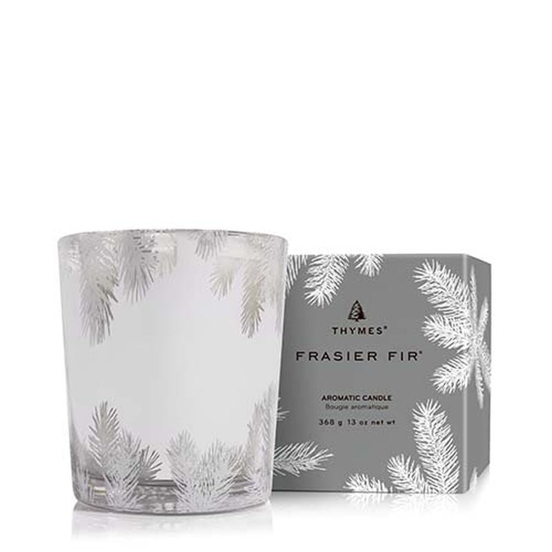 Thymes Frasier Fir Poured Candle, 13 oz Silver - Eden Lifestyle