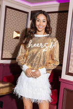 Gold Full Sequin Cheers Sweater - Eden Lifestyle
