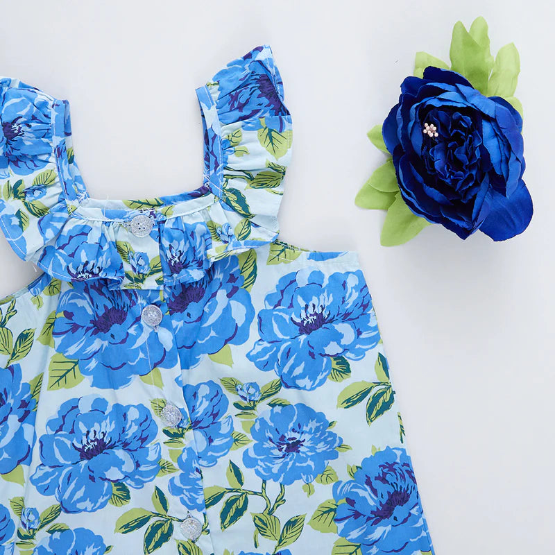 Girls Ana Jumper - Blue Peonies - Eden Lifestyle