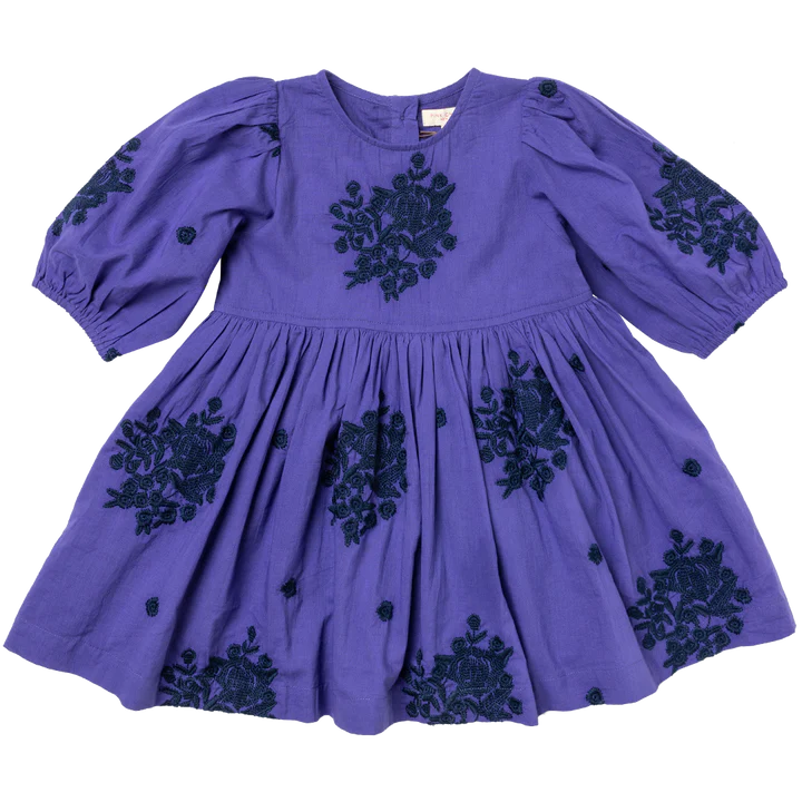 Girls Brooke Dress - Royal Purple Embroidery - Eden Lifestyle